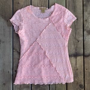 Y2K Notations Pink Patchwork Lace Top